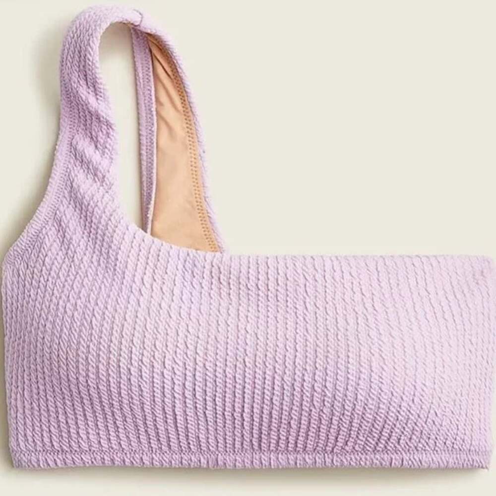 New J. Crew Lilac Purple Textured One Shoulder Bikini Swim Bathing Suit Top 3X